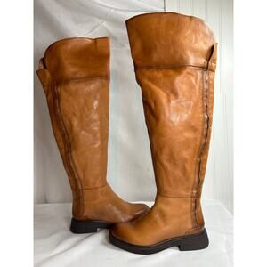 Franco Sarto Battina Camel Colored Leather Over The Knee Boot Size 8 NWOT Fall